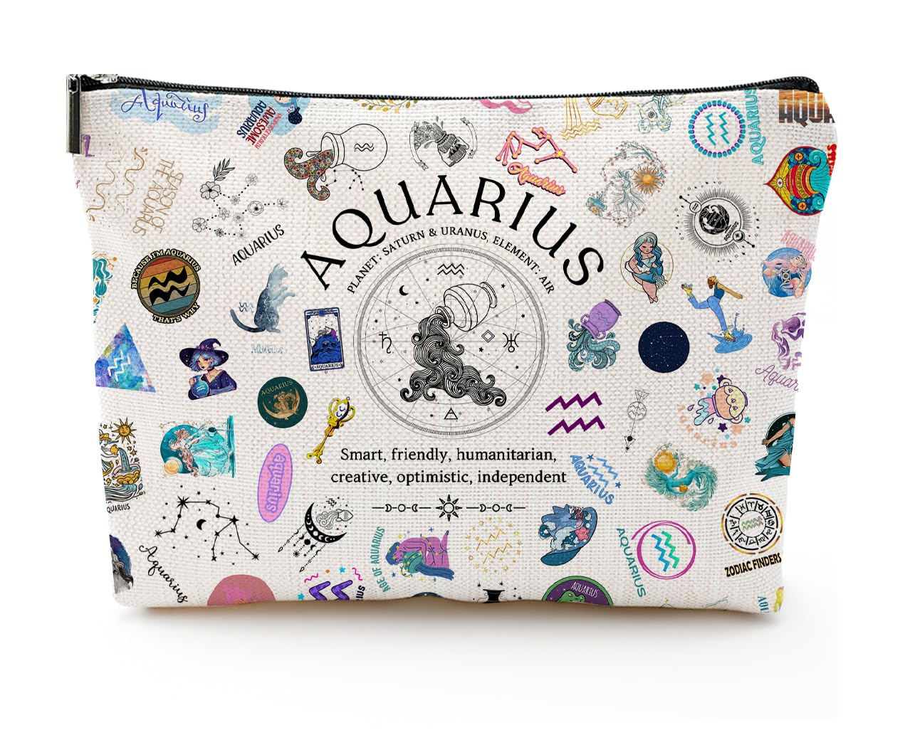 XYZONE Aquarius Gifts for Women, Aquarius Zodiac Cosmetics Bag, Travel Makeup Bags, Aquarius Birthday Gifts for Women & Astrology Lovers
