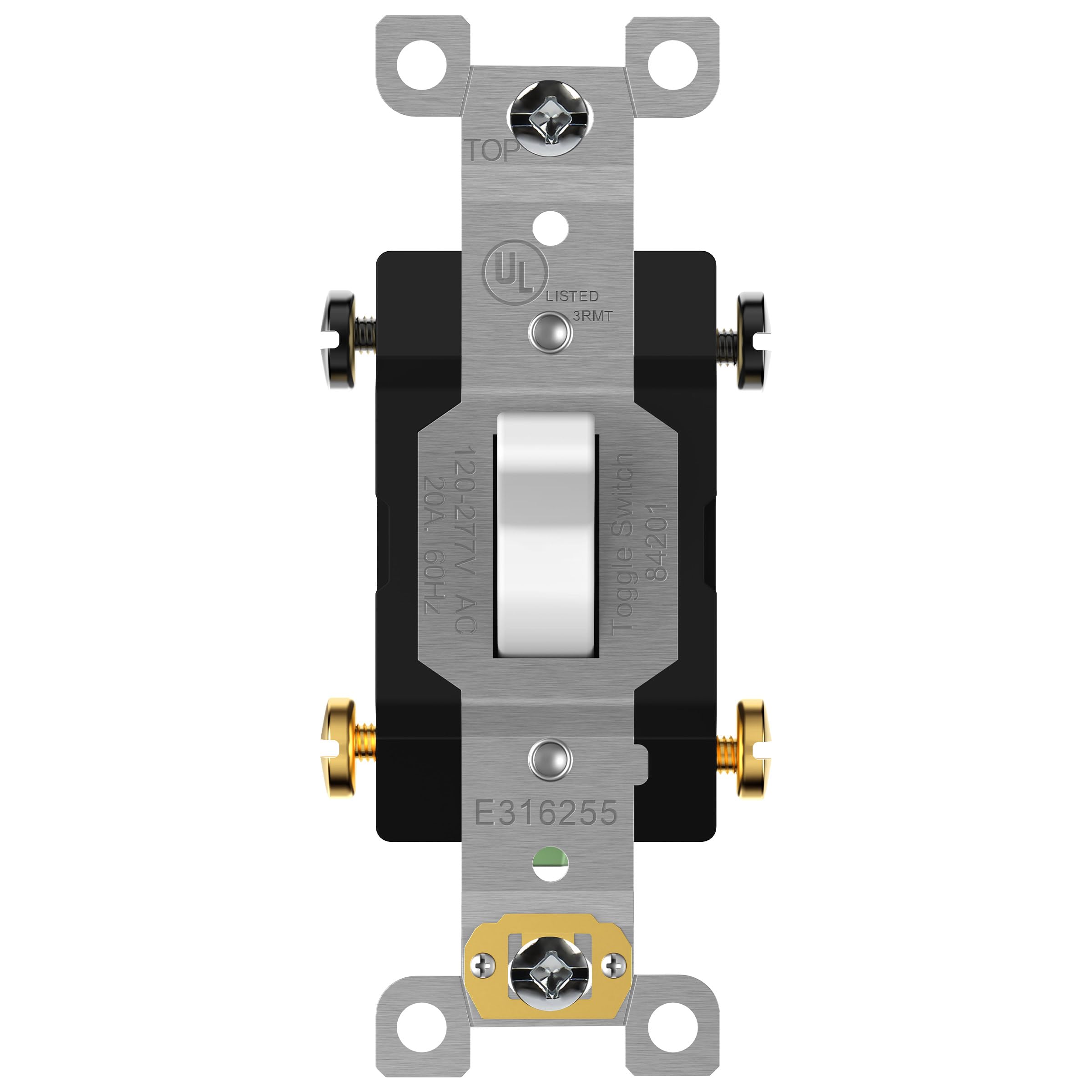 ENERLITES 20 Amp Toggle Light Switch, 4-Way, 20A 120/277V, Grounding Screw, Heavy Duty Commercial Grade, UL Listed, 84201-W, White