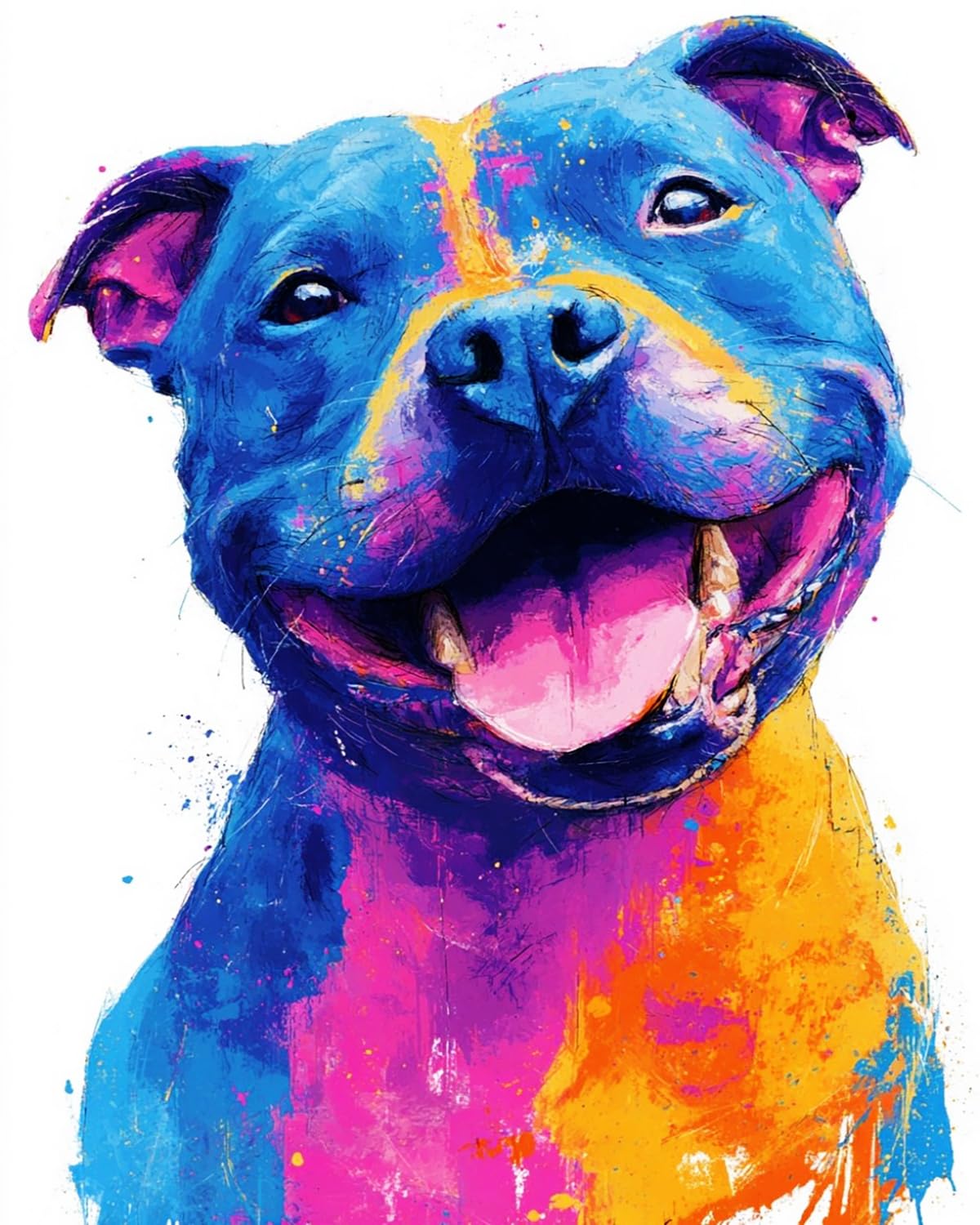 LIUBAISHI Paint by Numbers for Adults, Laughing Dog, 40x50 cm Acrylic Canvas Kit with 3 Brushes