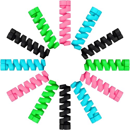 Jetec 24 protectores de cable de cargador, protector de cable flexible de silicona, protector de cable USB en espiral para auriculares, laptop,