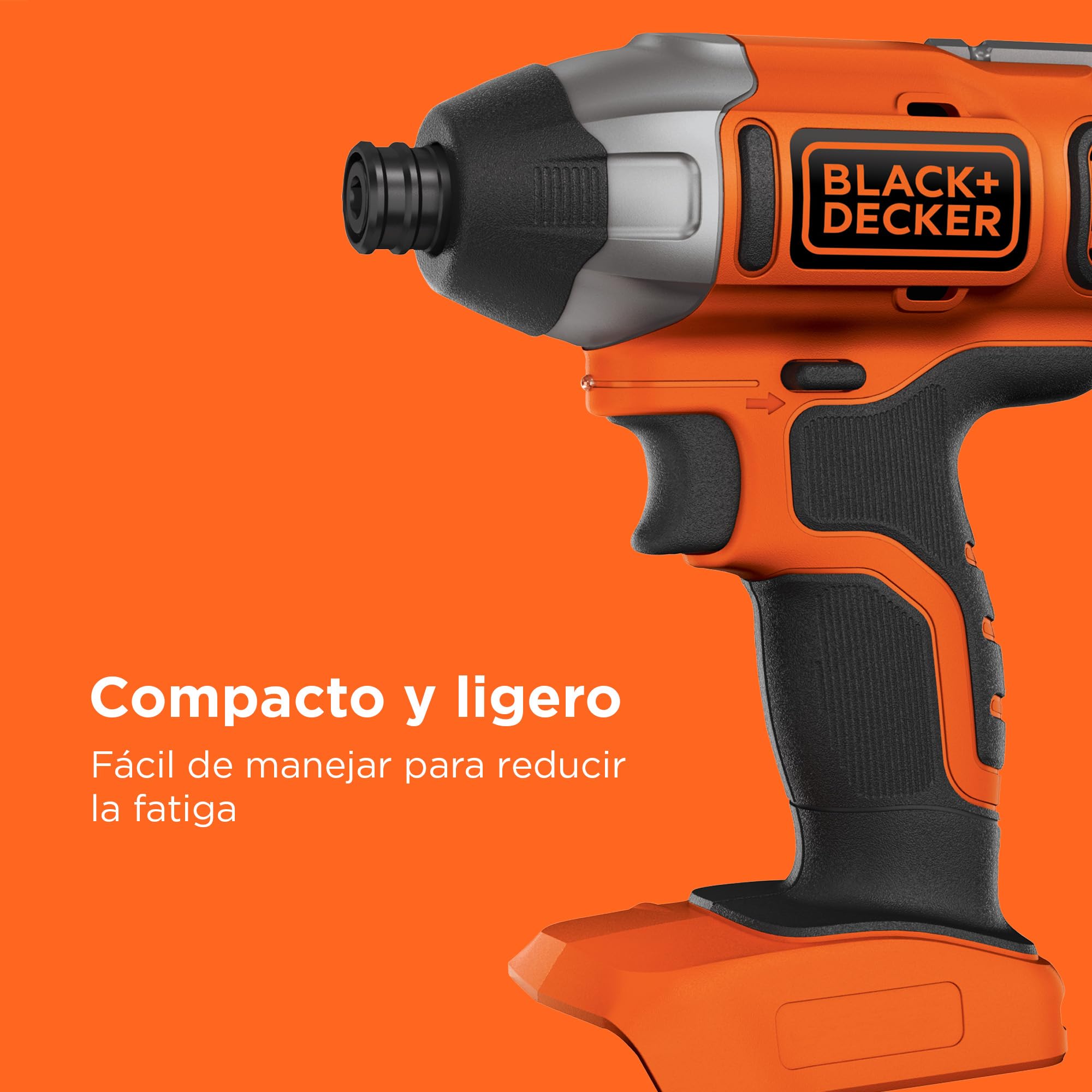 BLACK+DECKER Atornillador de impacto sin cable de 18V, potente par de 155Nm para trabajos pesados de atornillado, compacto y ligero, no incluye batería ni cargador, BDCIM18N-XJ