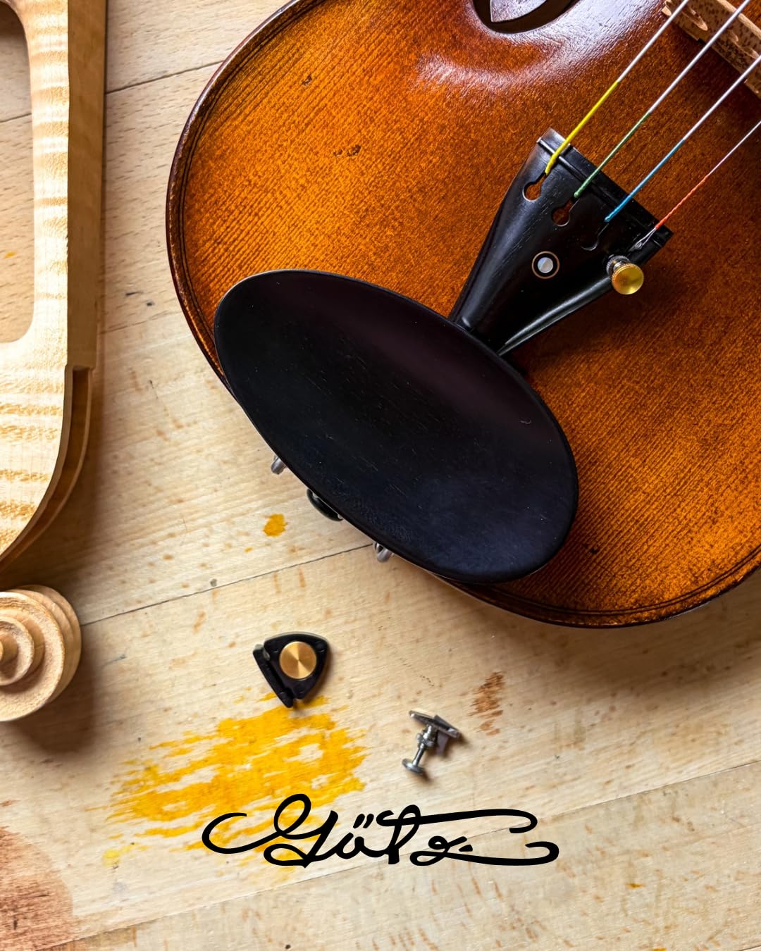 Conrad Gotz ZK297 Chinrest Flesch per violino, deep-black ebano