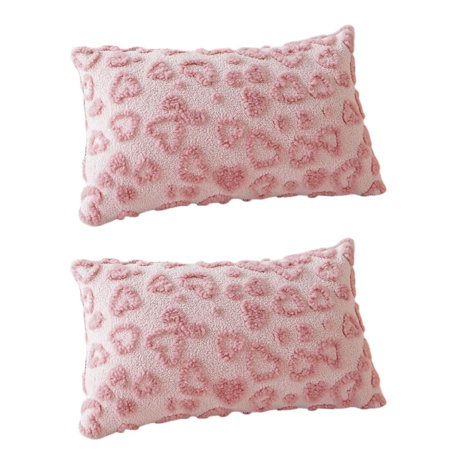 Piceioep 2 Fleece Velutinous Decorative Accent Pillow Protectors with Textured Heart Embroidery Kids Room Pillowcase
