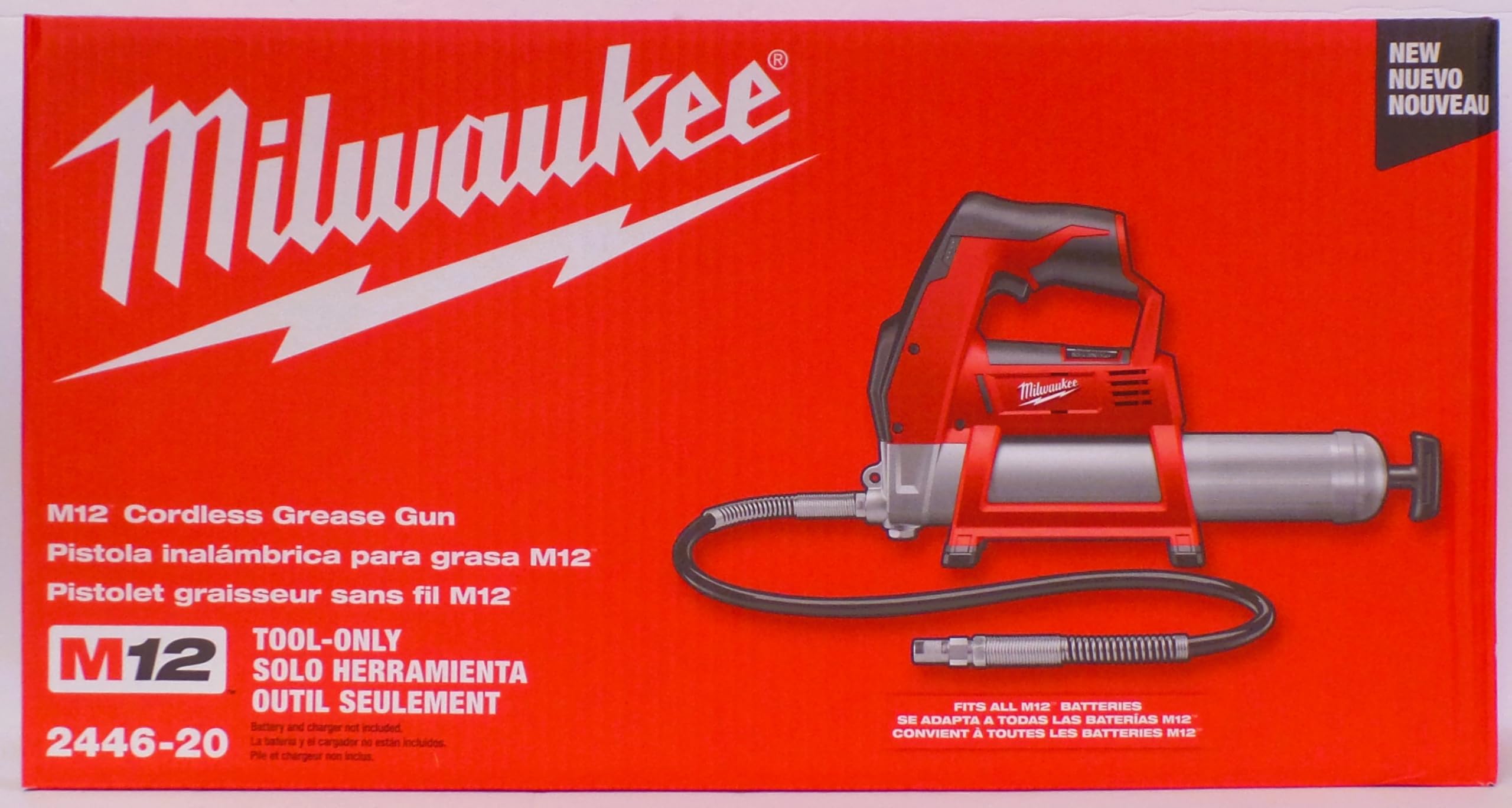 Milwaukee Bare-Tool Milwaukee 2446-20 M12 12-Volt Cordless Grease Gun (Tool Only, No Battery)