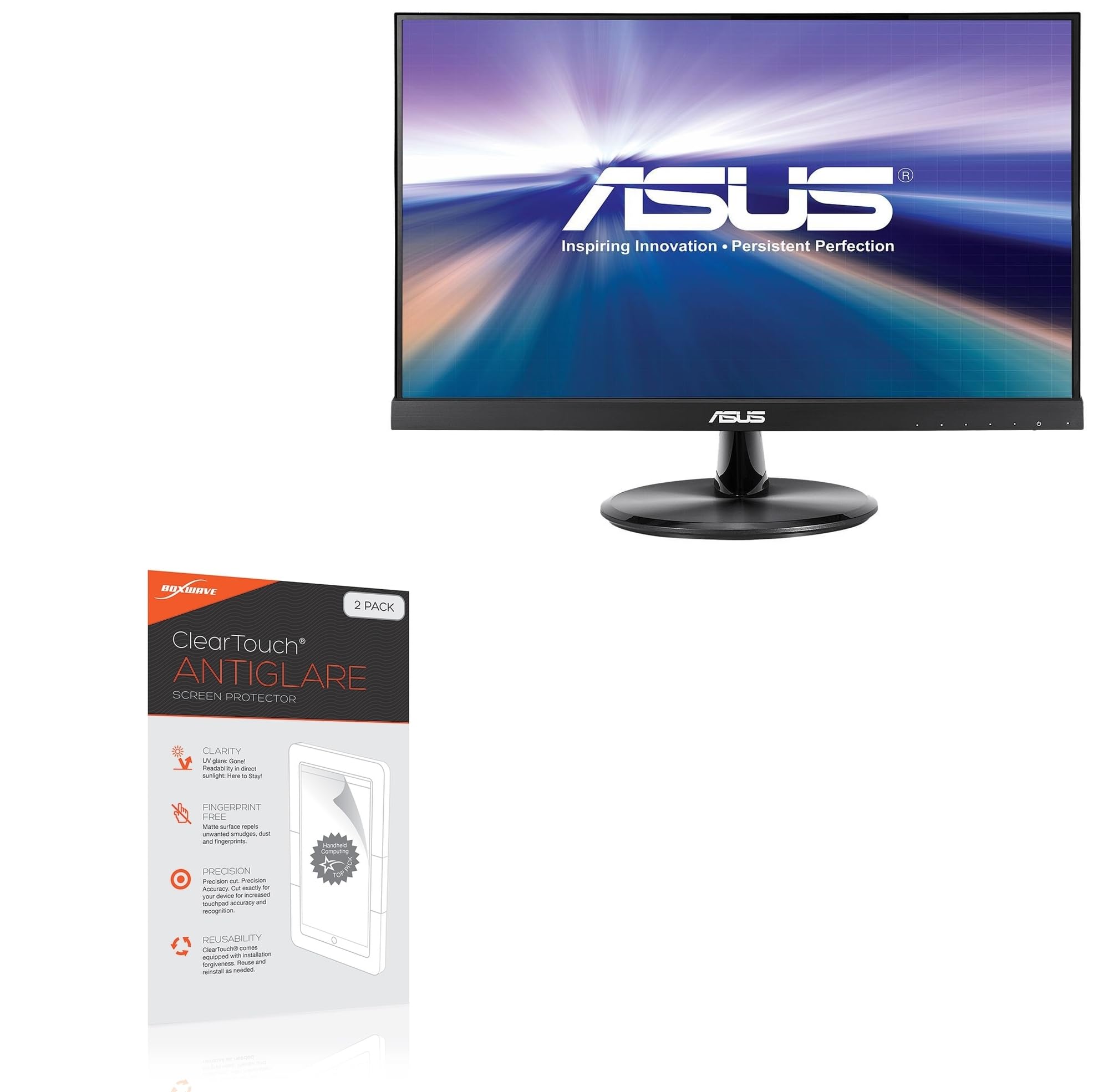 BoxWave Screen Protector Compatible with ASUS VT229H - ClearTouch Anti-Glare (2-Pack), Anti-Fingerprint Matte Film Skin