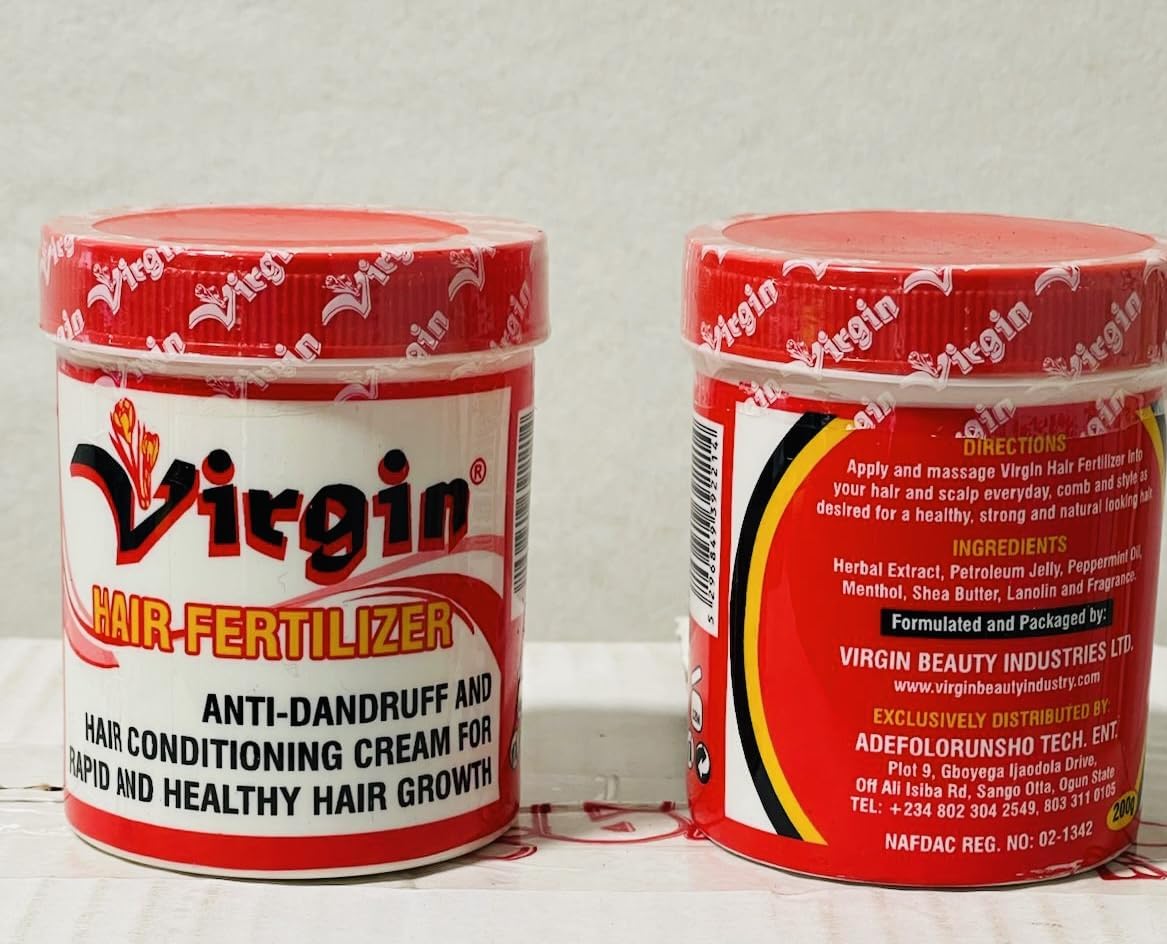 Virgin Hair Fertilizer for Accelerated Growth, Enhanced and Effective Hair Growth Formula, Anti-Dandruff Cream, 8 oz.