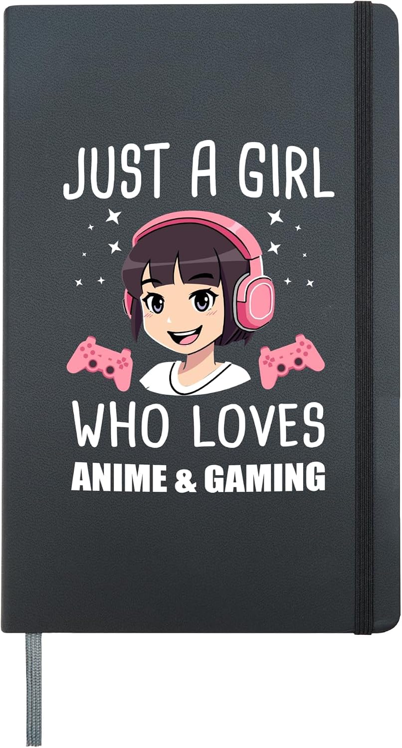 Just a Girl Who Loves Anime & Gaming Gamer Gift Hardcover Journal, Black