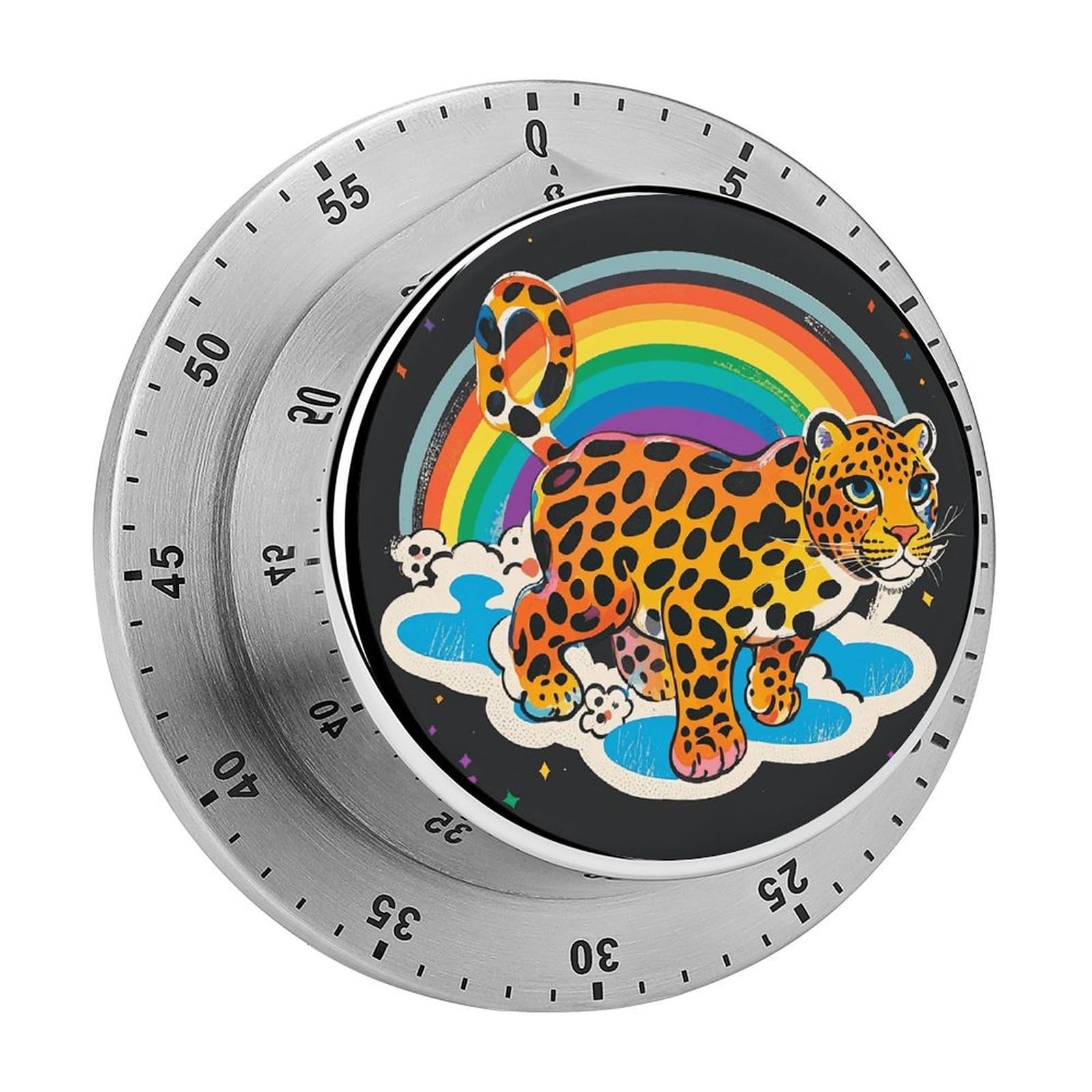 Rainbow Leopard Kitchen Timers Magnetic Back Manual Countdown Timers for Classroom Home Gym Tanning