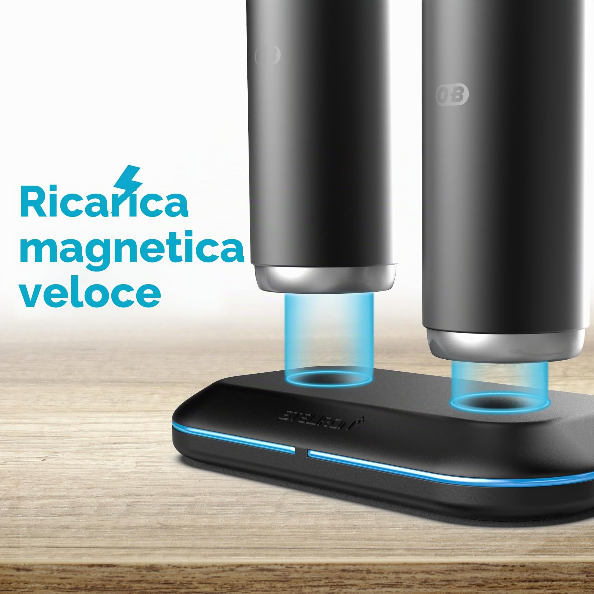 Caricabatterie doppio per spazzolino elettrico OralB serie iO 10/9/8/7/7G, base di ricarica magnetica con indicatore LED (adatto ai viaggi), alimentazione USB, ricambio per modelli Braun OralB iO