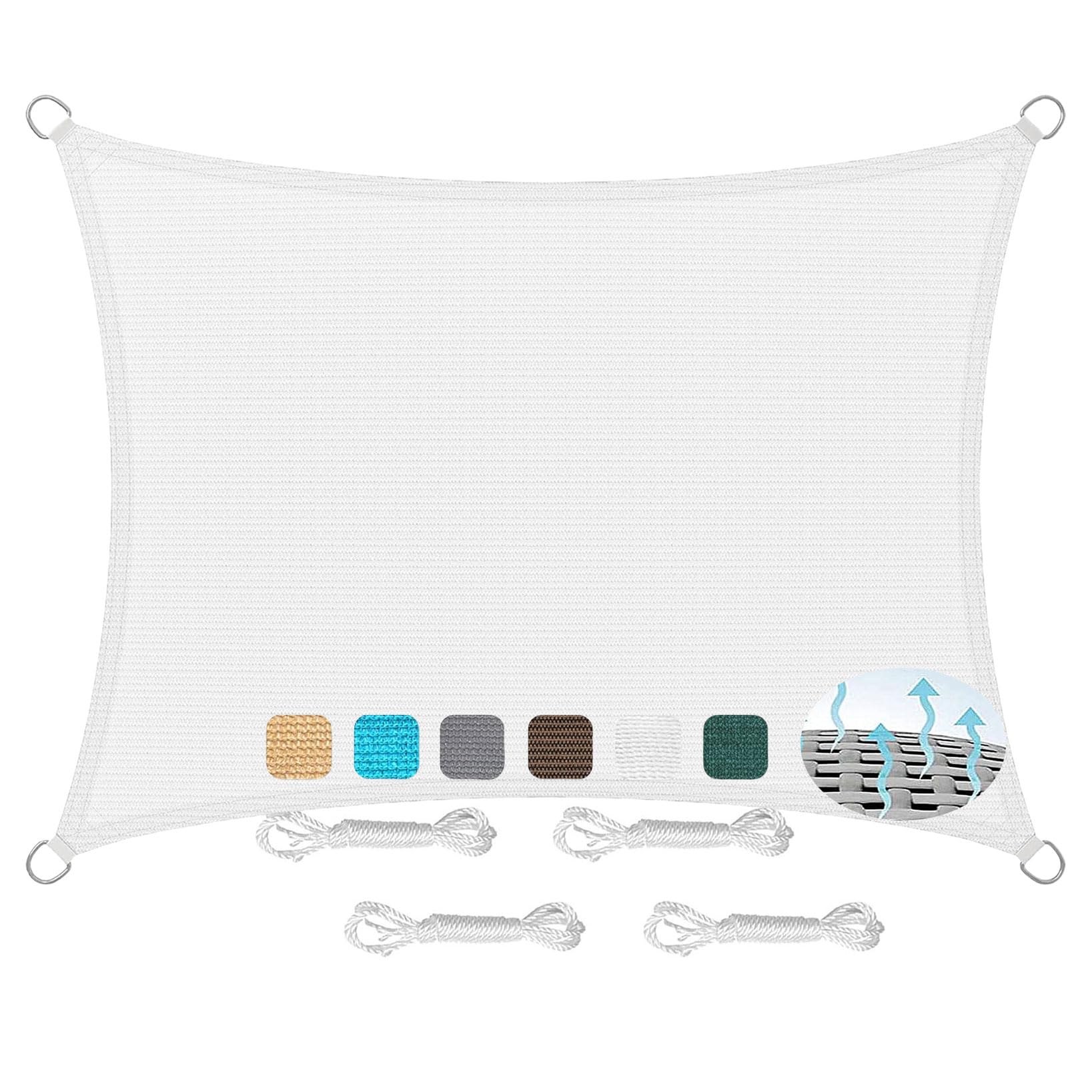 Voile d'ombrage anti-UV 95% blanc 210x400 cm respirant
