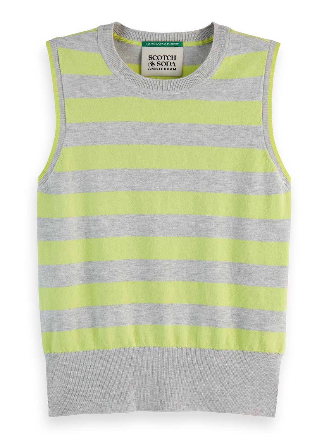 Scotch & Soda Crew Neck Relaxed Knitted Tank, Light Grey Melange Stripe 906, S