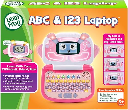 Miniatura 7 de LeapFrog ABC y 123 Laptop para preescolares de 3 a 7 años, color rosa