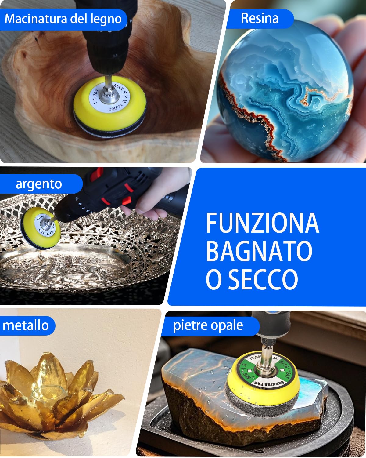 Pomsare 194 Pezzi Dischi Abrasivi 50mm Kit Rinnova Fari Auto, Carta Abrasiva e Spugne per Lucidatura Grana 60-10000, Accessori dremel per Carrozzeria, Legno e Verniciatura di Mobili
