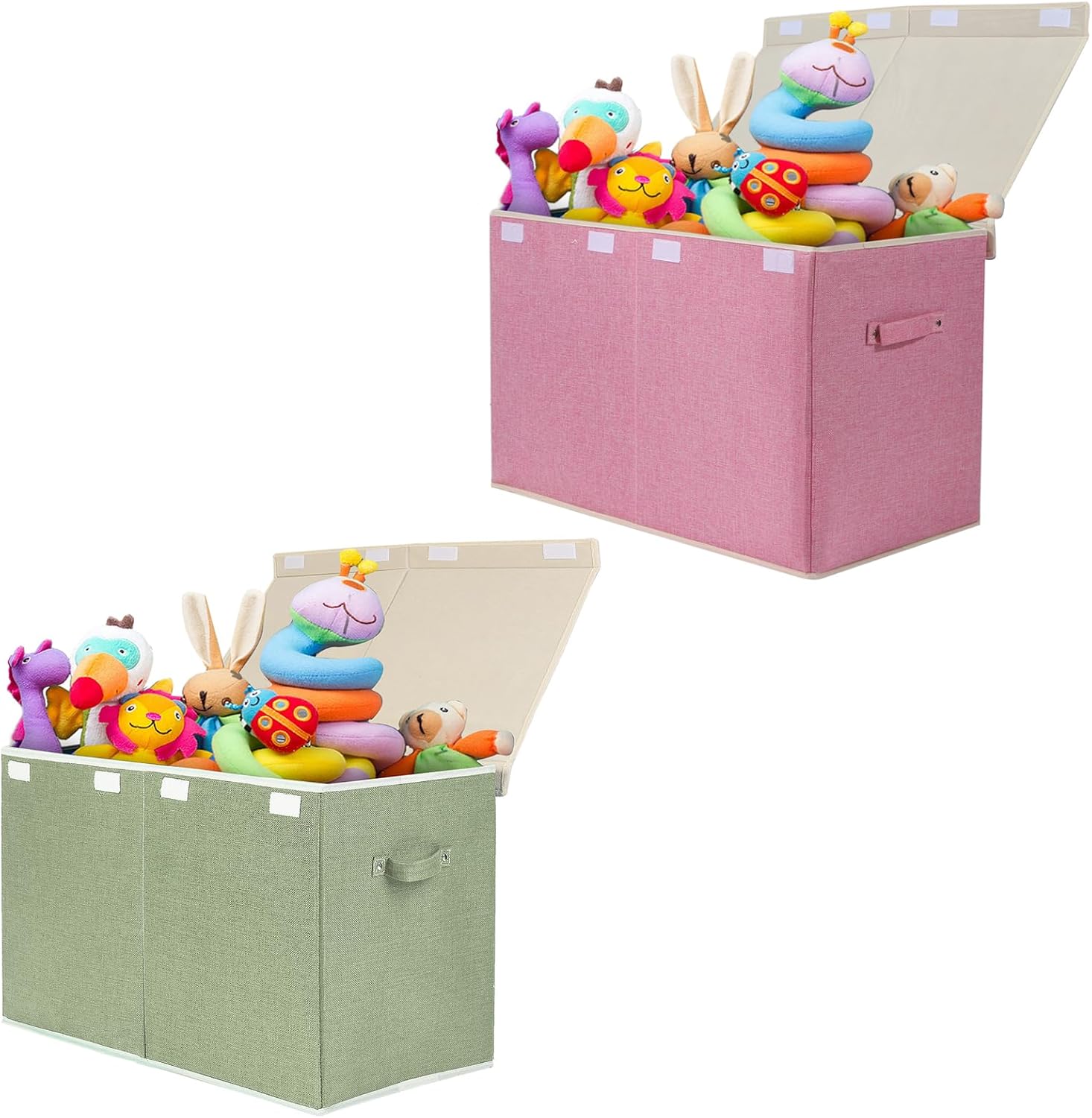 popoly Large Toy Box Chest with Lid, Collapsible Sturdy Toy Bin Storage Organizer Boxes Baskets for Kids, Boys, Girls, Nursery, Playroom, 25"x13" x16"