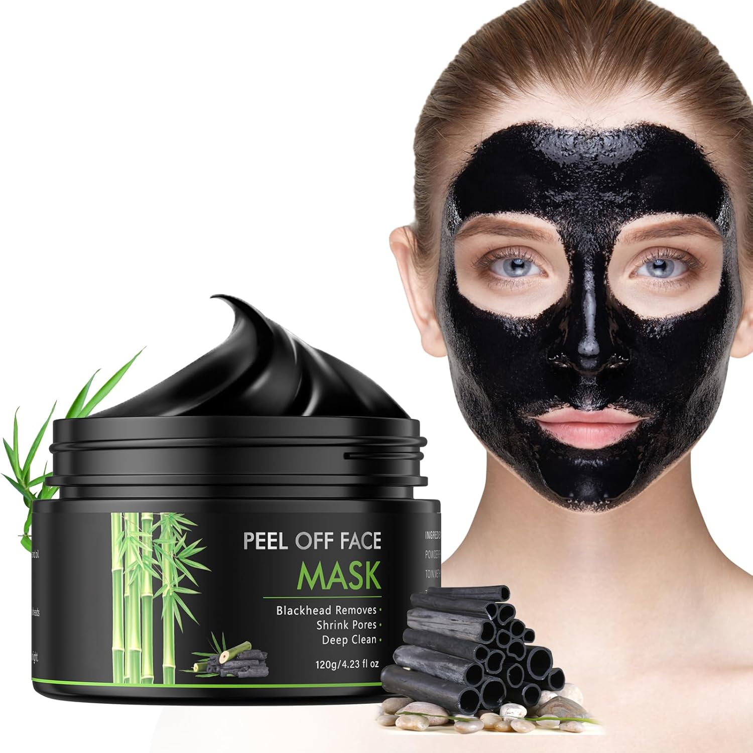 Peel Off Face Mask for Women & Men, Charcoal Face Mask for Blackhead Remover, Pore Cleaner, Black Head Remover Mask for Nose, Skin Care, Peeling Facial Masks for Deep Cleansing 4.23 Oz