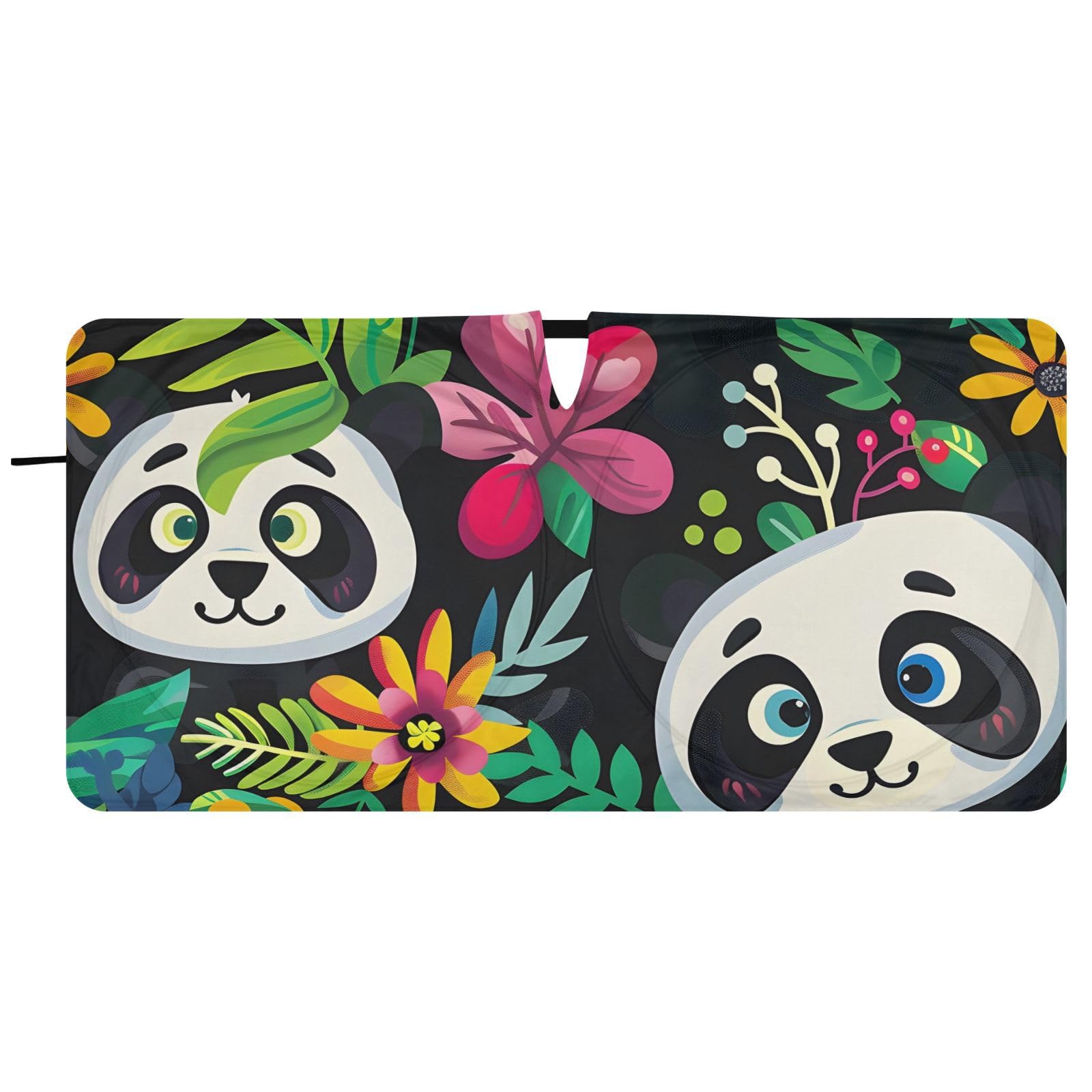 ALAZA Car Windshield Sun Shade for Cars, Trucks, and SUVs,Panda Semless Sun Visor UV Protection Heat Reduction,Easy Install, Foldable,30" x 59"