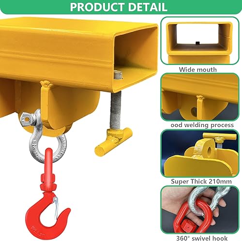 Miniatura 2 de Accesorio de gancho de elevación para montacargas, 5500 libras de capacidad de gancho de elevación de carretilla elevadora, Grúa móvil de carretilla