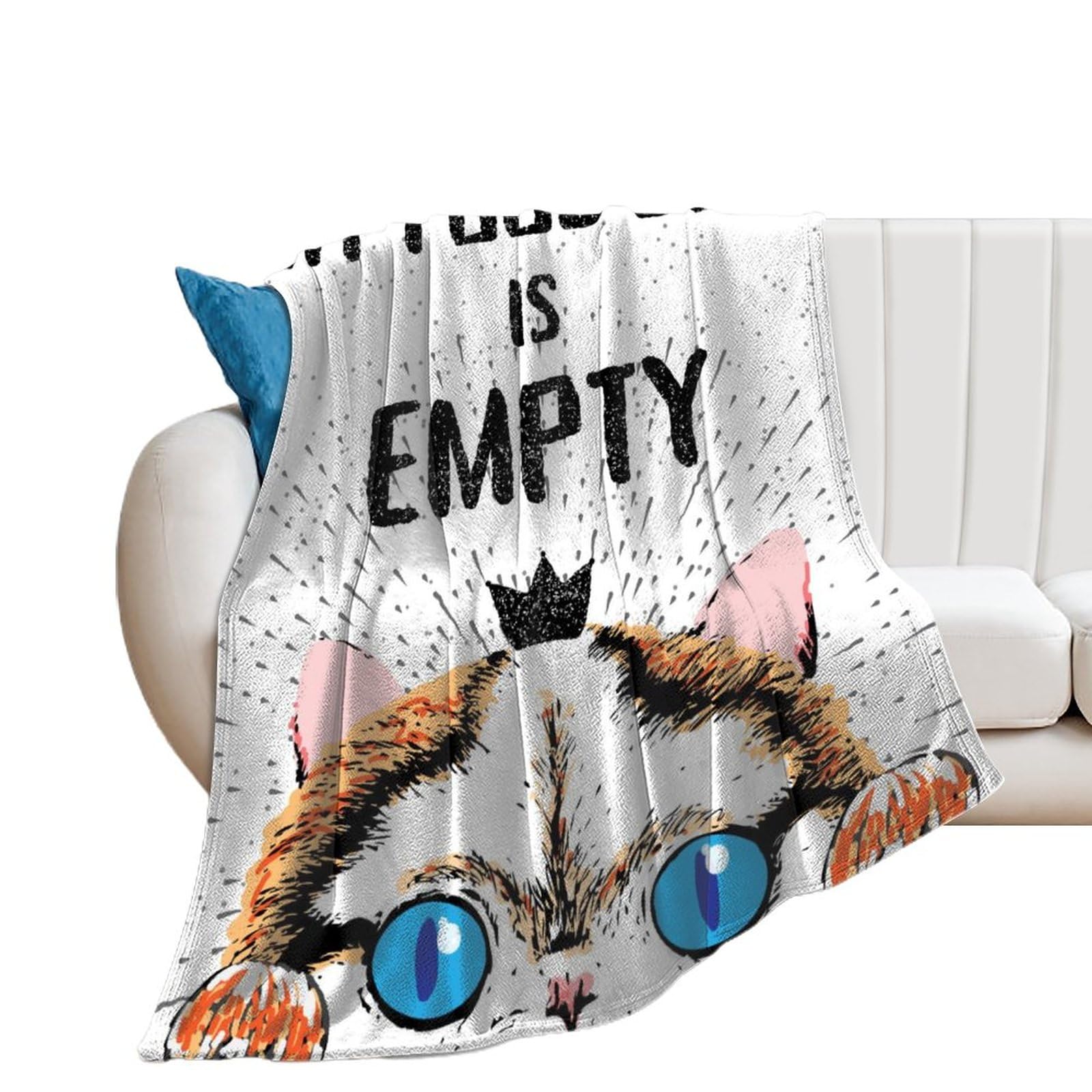 Couverture Polaire Cartoon Cat : Plaid Canapé Doux 150x200cm