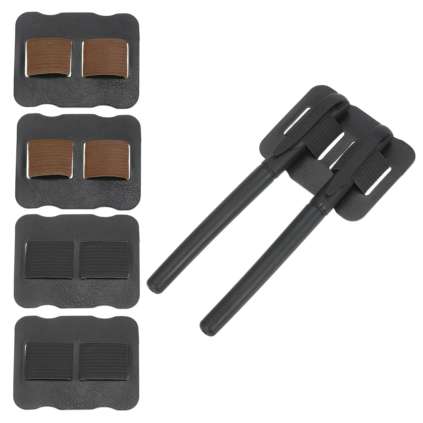 PATIKIL 4Pcs Pen Holder for Notebooks, Self-Adhesive Elastic Pencil Holder Double Pen Loop Ultra-Thin Leather Design for Planner Clipboard Journal Calendar Office Accessories, Brown Tone