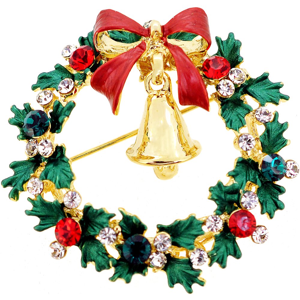 Fantasyard Christmas Holiday Pin Brooch (Christmas Wreath Bell)