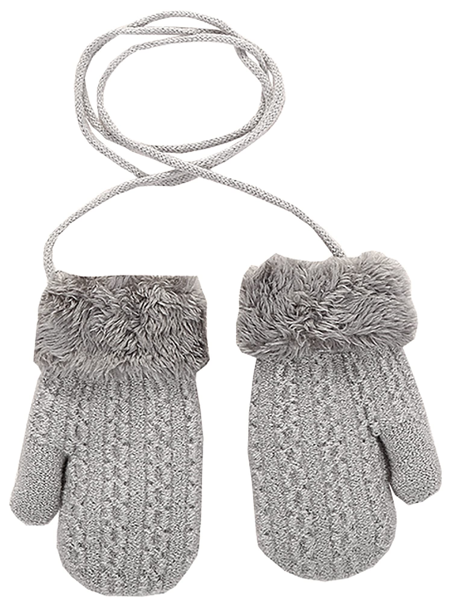 INOGIH Kids Toddler Warm Mittens Double Layer Warm Knit Mittens Girls Boys Winter Outdoor Gloves for 1-3 Years