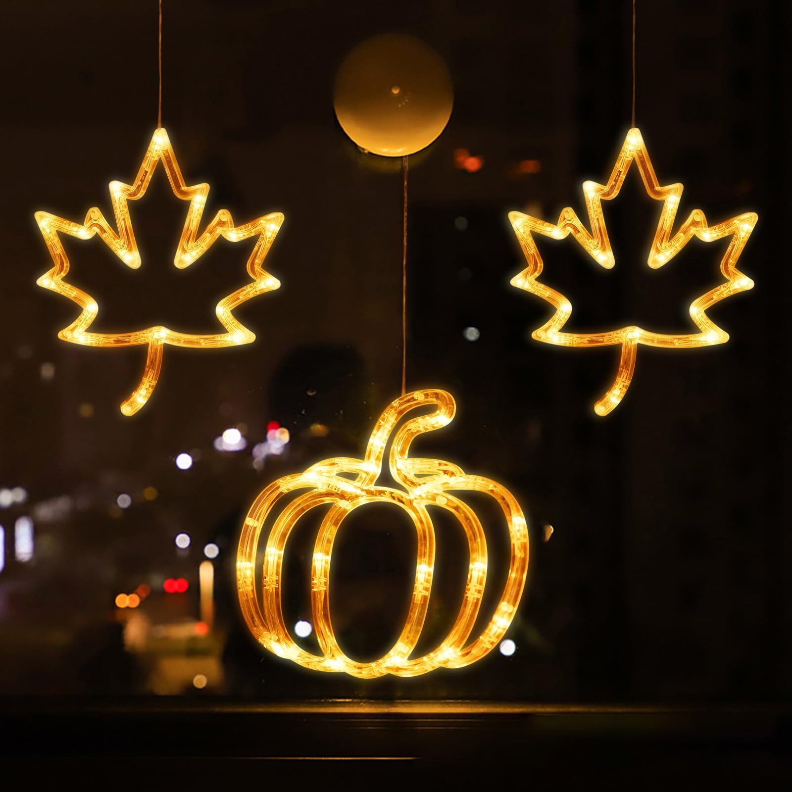 Guirlandes lumineuses citrouille LED sans perçage pour vitrine de Noël