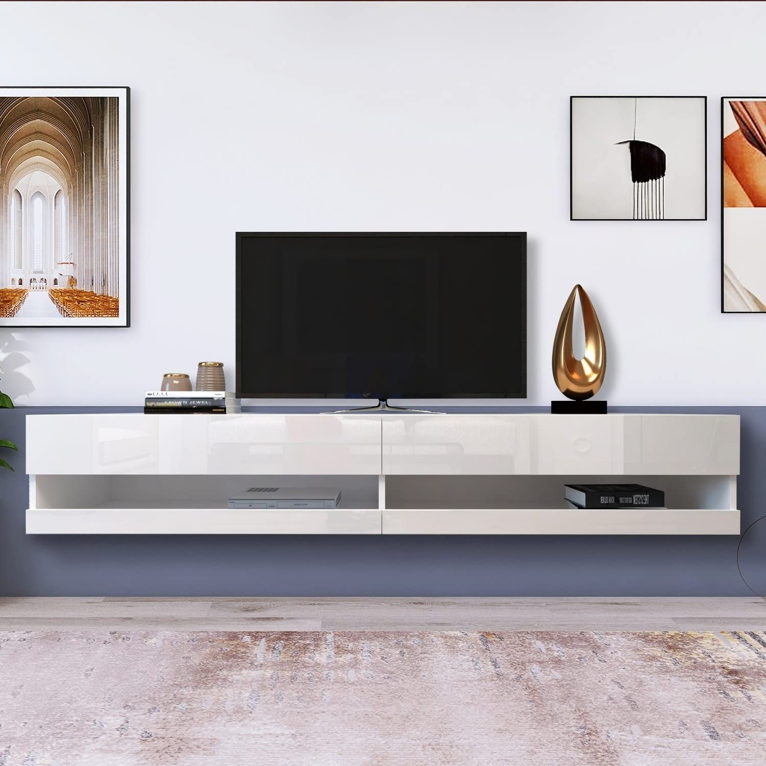 Buy SoarFlash Floating TV Shelf Wall ed,Modern Wood Wall ed TV Stand