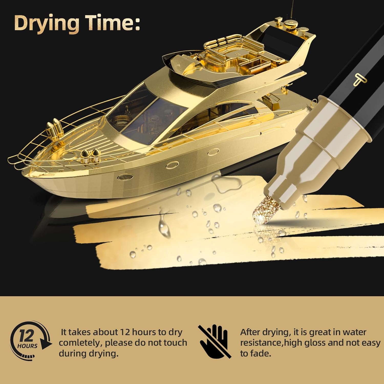 6 PCS Dual Tip Liquid Mirror Chrome Markers, Permanent Reflective Metallic Paint Pen with 3 Gold and 3 Silver, High Gloss DIY Model Painting, Touch Up Repair Kit for Plastic Metal Glass Resins