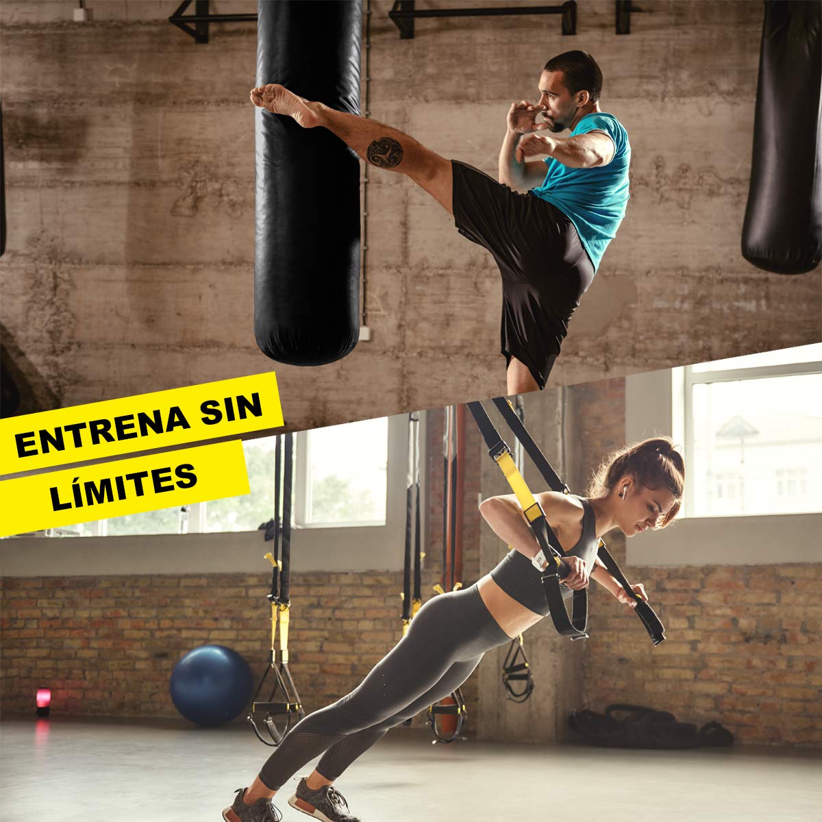 Sacco da Boxe non Imbottito Dotato di Guantoni da Boxe, Corda per Saltare, Bende da Boxe, Catena, Supporto e Sistema di Allenamento in Sospensione - Kit Completo per Palestra in Casa