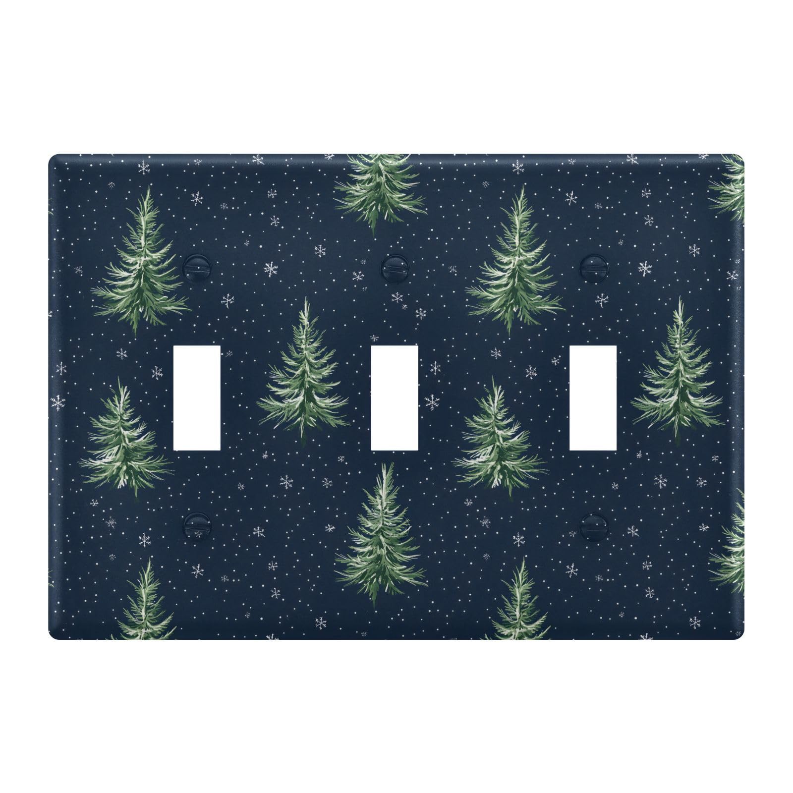 Light Switch Cover Green Christmas Trees Wall Plates for Electrical Outlets 3 Gang 202b8048