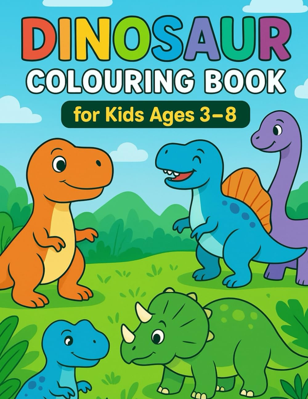 Dinosaur Coloring Book for Kids Ages 3–8: 40 Fun and Easy Dinosaur Illustrations for Young Artists