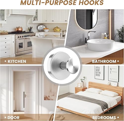 Miniatura 3 de BKV - Ganchos de ventosa para ventanas de vidrio, ganchos removibles para ducha interior, ganchos de toalla de metal para baños, paquete de 4 (plata)