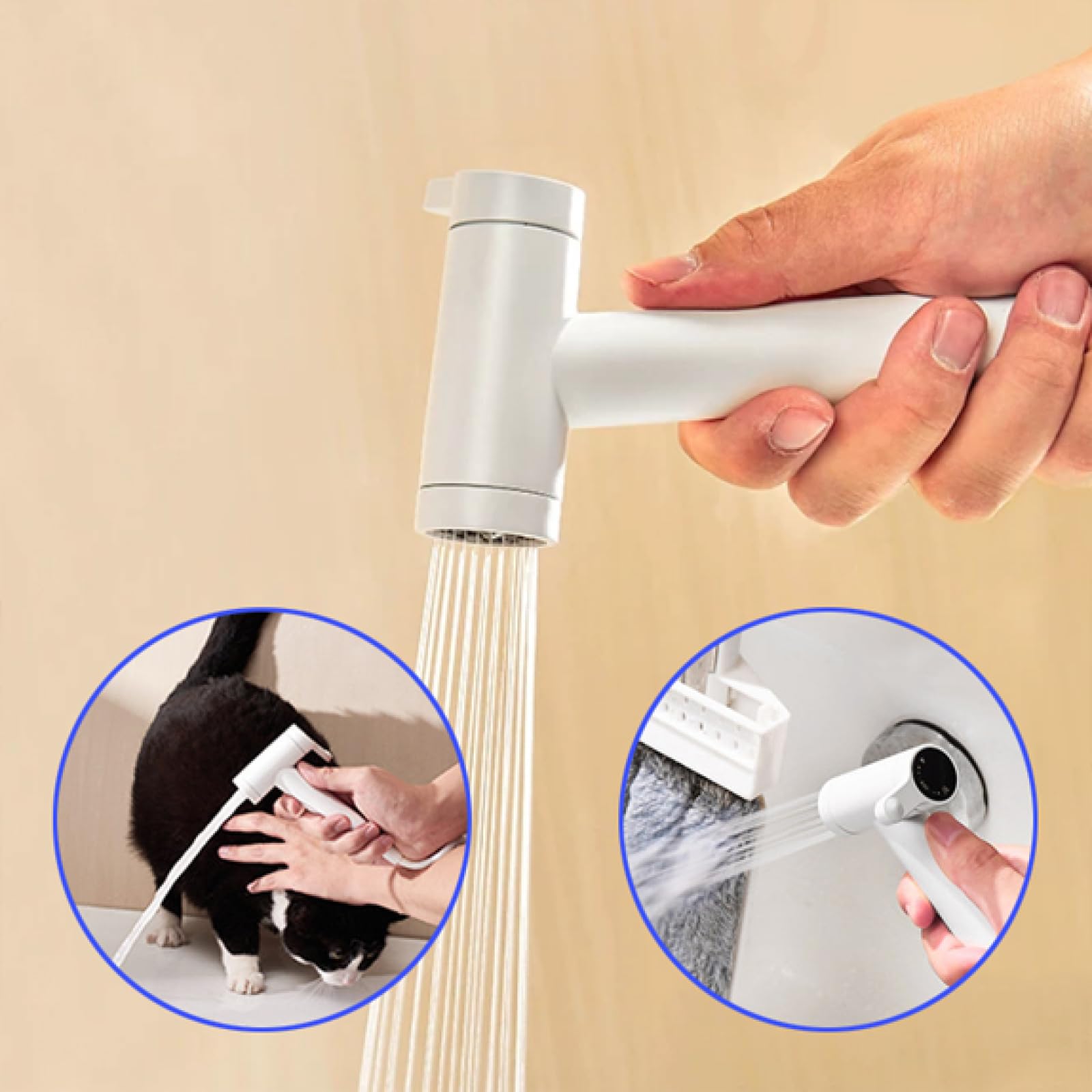 Set Doccia Bidet Caldo E Freddo Idroscopino per WC In Ottone Montata A Parete Doppia Modalità Adatta per L'Igiene personale,Il Bagno Degli Animali Domestici,Grigio Canna Di Fucile