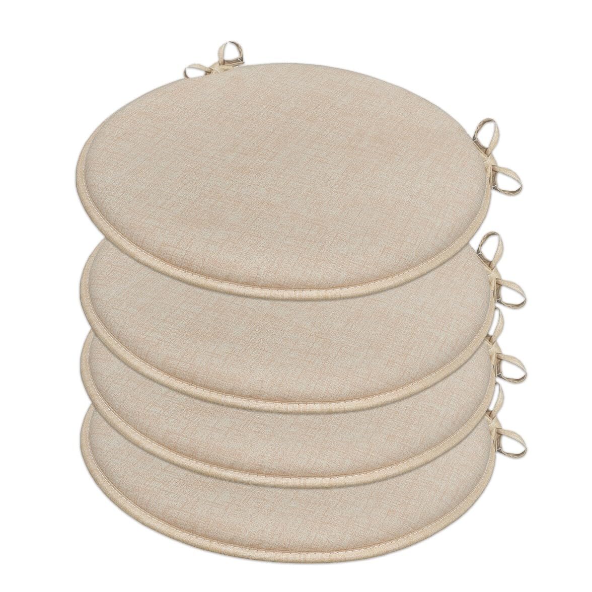 Emmevi Set 4 Cuscini Sedia Rotondi Cotone Lavabili Beige