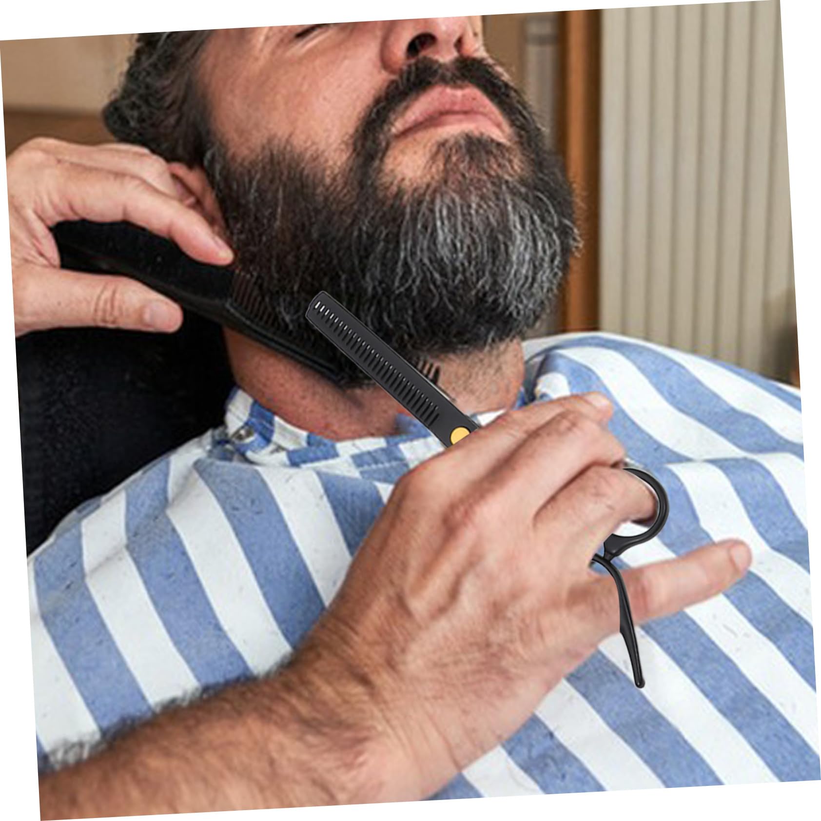 Juego de Tijeras para Cortar el Pelo Profesional de Acero Inoxidable Negro, Resistentes Enredos para Peluquería en Casa o Salón