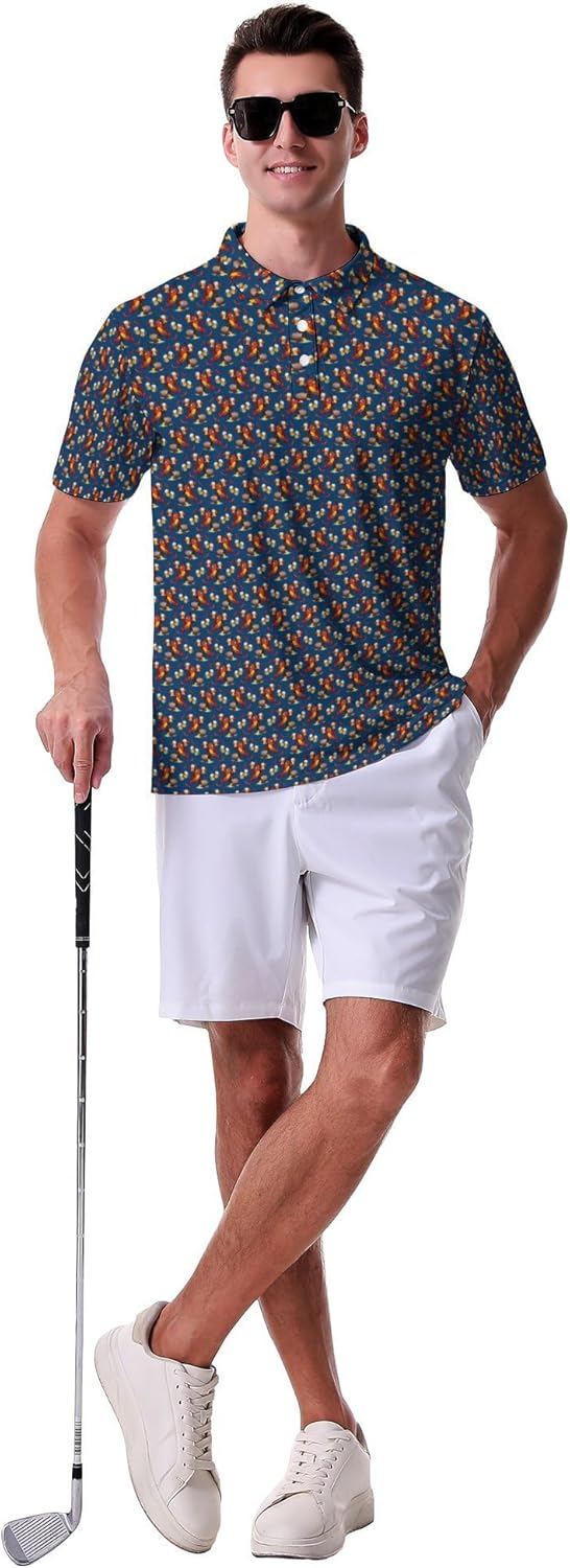 Funny Golf Shirts for Men Polo Shirts Casual Collared Short Sleeve Polo Shirt Gift for Golfer Lovers