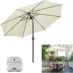 Ombrelone com Base para Piscina 3 metros guarda sol Articulado Com Manivela Maresias Bege - AMZ