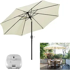 Ombrelone com Base para Piscina 3 metros guarda sol Articulado Com Manivela Maresias Bege - AMZ