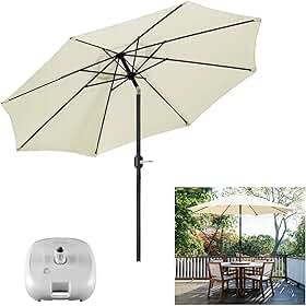 Ombrelone com Base para Piscina 3 metros guarda sol Articulado Com Manivela Maresias Bege - AMZ