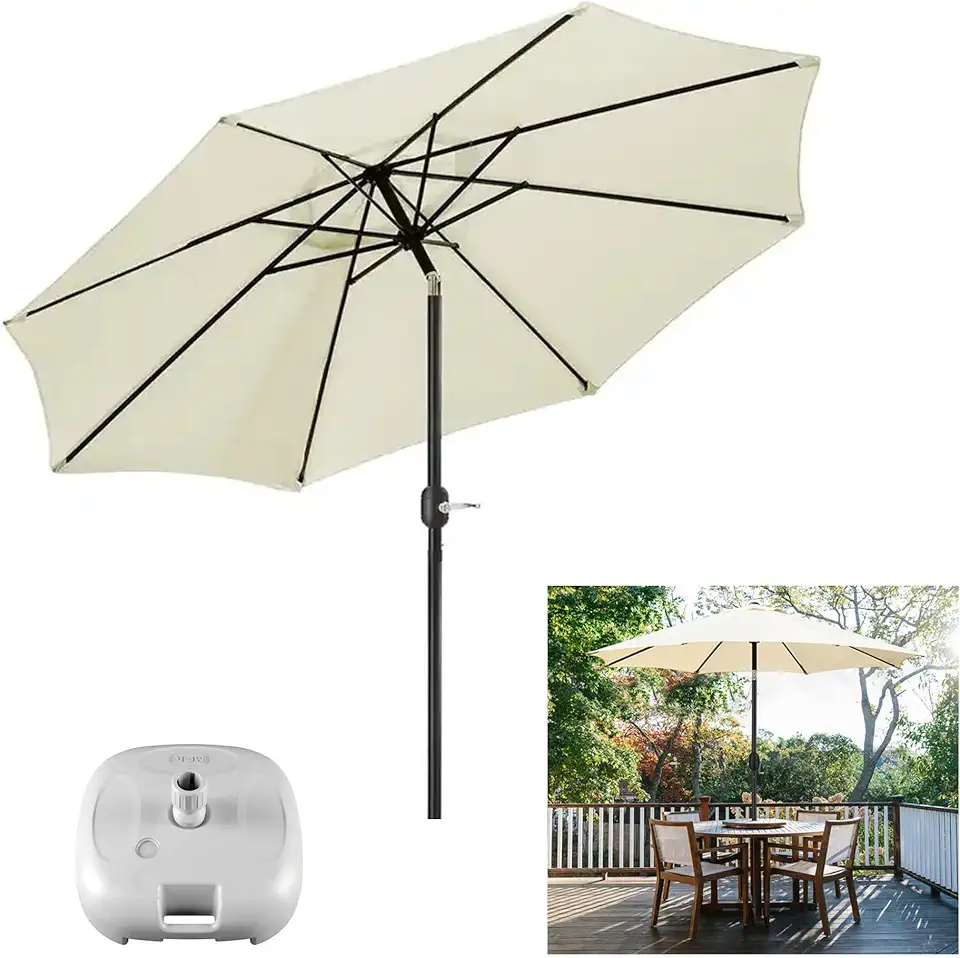 Ombrelone com Base para Piscina 3 metros guarda sol Articulado Com Manivela Maresias Bege - AMZ