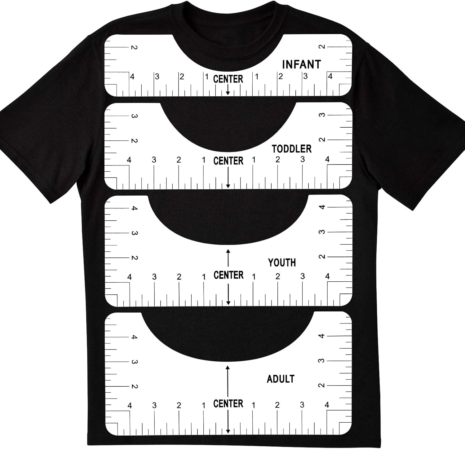 Download Arts Crafts Sewing White 2 T Shirt Ruler Guide Alignment Tool For To Center Designs Vinyl Alignment Placement Heat Press Set Bunle Adult All Size Iron On 4 Rulers Craft Sewing