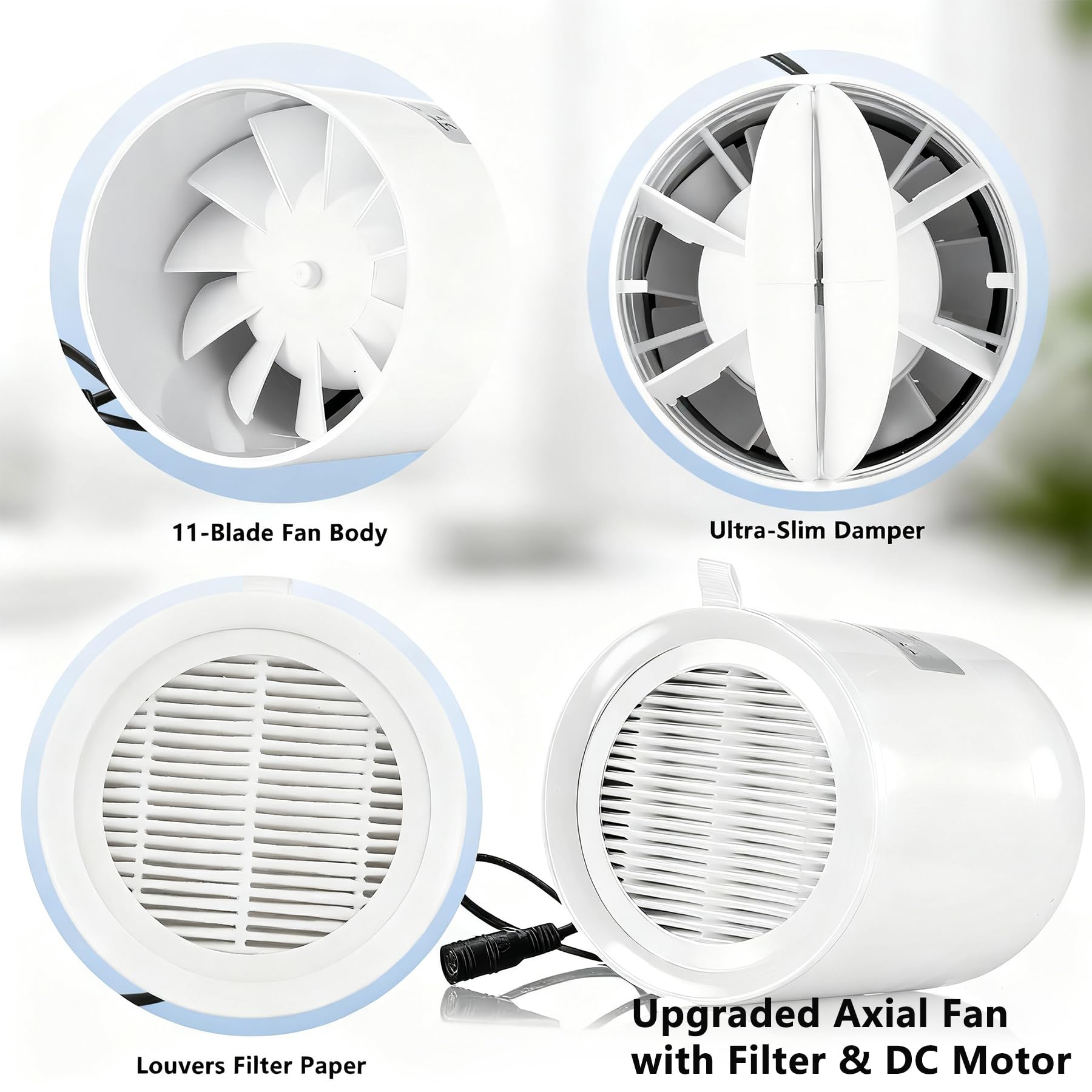 Ventilador de conducto en línea de 100 mm, extractor de 12 V CC, kit de ventilador axial con manguera de conducto de 2 m, regulador para baño, garaje, oficina, tienda de campaña, cocina