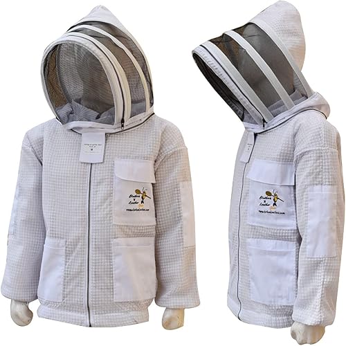 Ropa y cuero Chaqueta ventilada de apicultura de 3 capas de protección completa Apicultores Chaqueta de abeja ultra ventilada con velo de esgrima