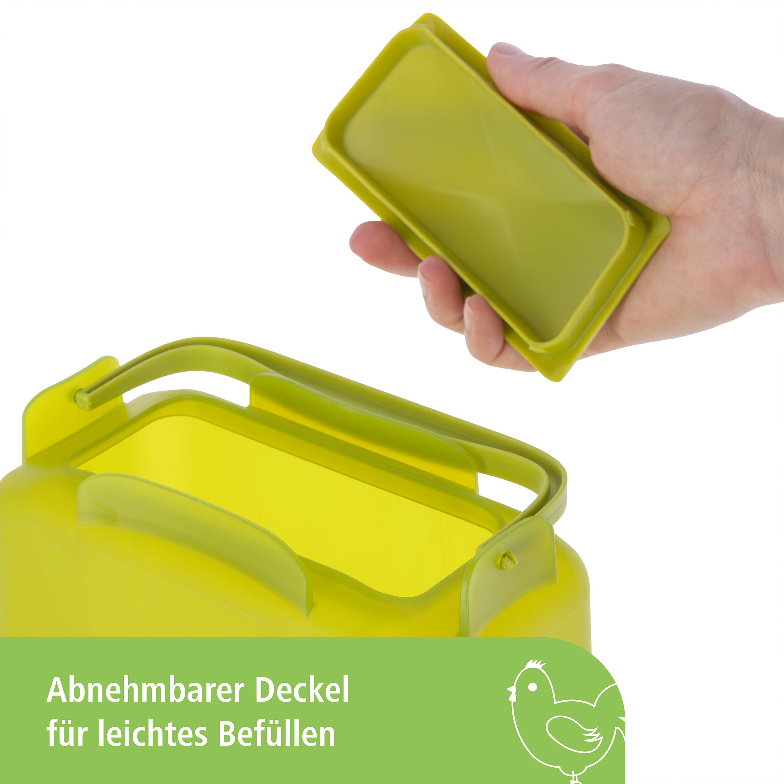Kerbl Hobbyfarming Futterautomat mit Standfüßen, 5,5 l, grün, 19,5x28,5x39,5 cm, Geflügelautomat, Futterspender, Kunststoff, Geflügel