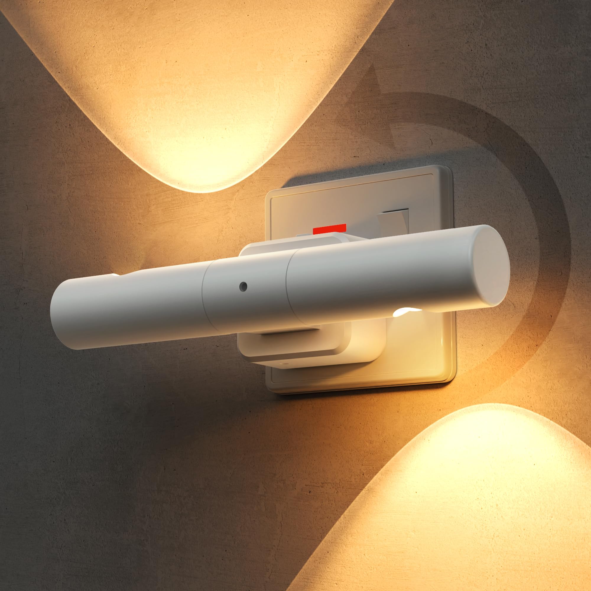 LOHAS-LED Plug in Night Light, Rotatable Night Light with Dusk to Dawn Sensor, Dimmable 0-100 LM, Warm White 3000K, Uplighters for Living Room, Bathroom, Hallway, Kitchen, 1 Pack — image 1