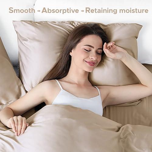 Miniatura 4 de Juego de 2 fundas de almohada 100% seda de morera para cabello y piel, resistentes a los alérgenos, doble cara, fundas de almohada de seda de 600