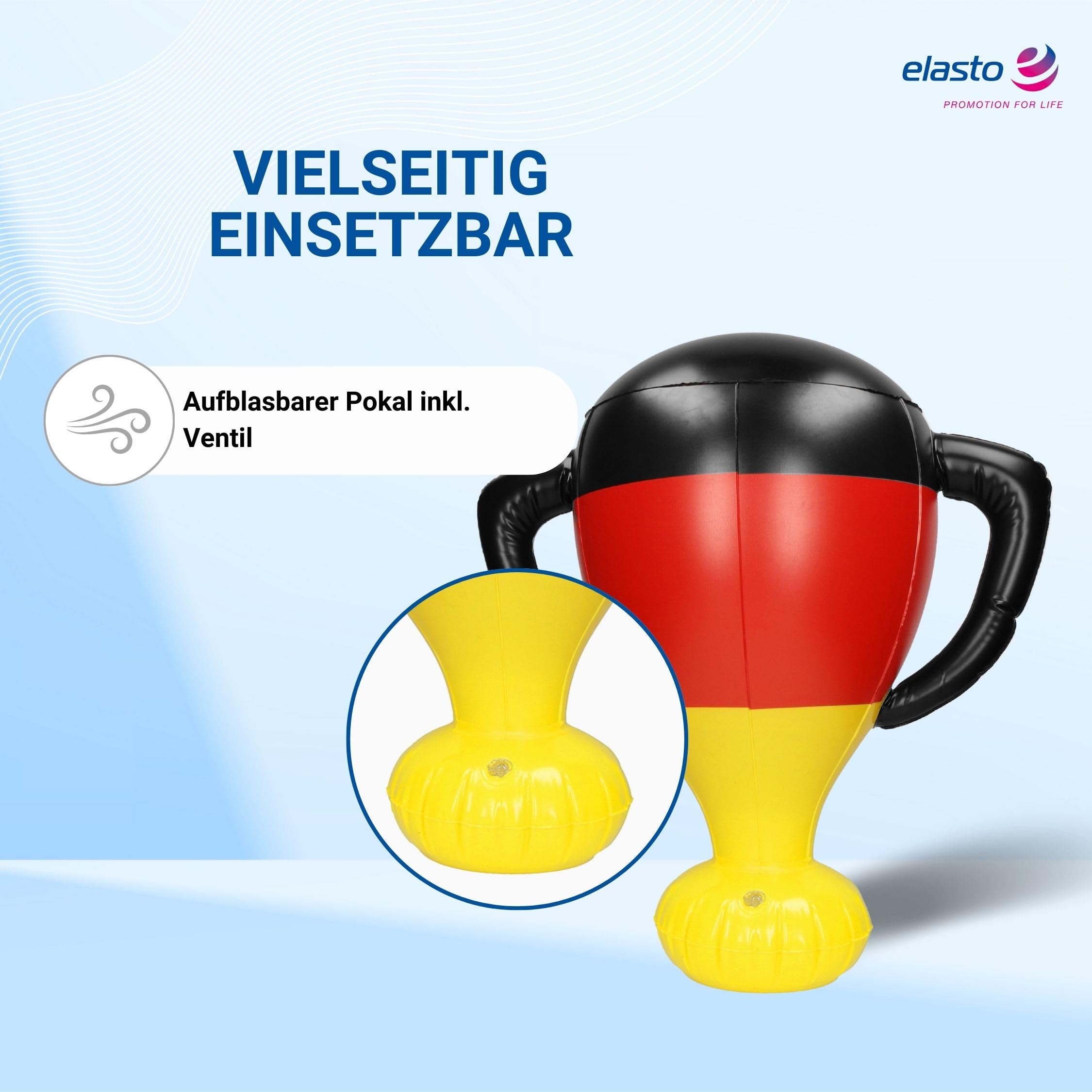elasto PROMOTION FOR LIFE Nadmuchiwany puchar w kolorach Niemiec – artykuł dla fanów Mistrzostw Europy w piłce nożnej – idealny na stadion, kolor: kolory niemieckie