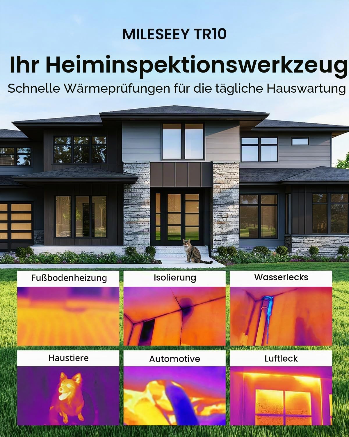 MiLESEEY TR10 Handheld Wärmebildkamera, 192 x 192 Auflösung Thermal Imaging Camera 25Hz Bildfrequenz, -20°C bis 550°C Infrarot Kamera,8 Stunden Akkulaufzeit (TR10)