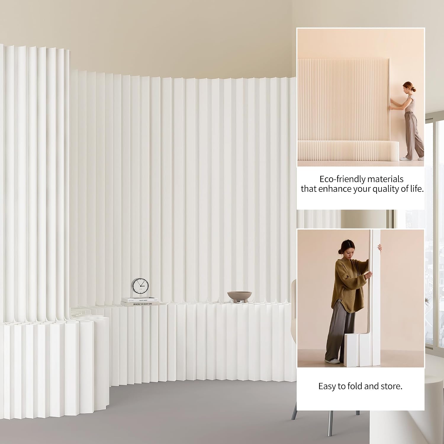 Foldable Eco-Friendly Recyclable Kraft Paper Display Wall, Heavy Duty Portable Space Saving Freestanding Privacy Partition for Home, Office, Trade Show & Retail Events (H71‘’*W158‘’)