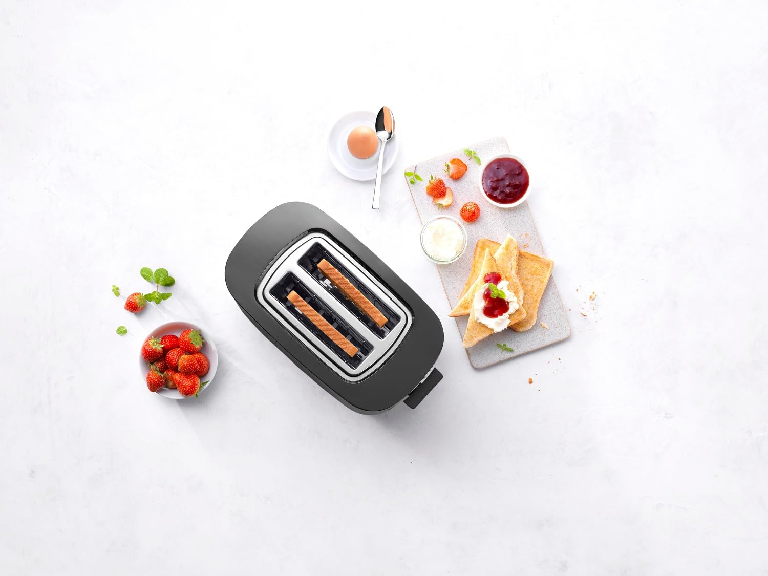 ZWILLING Enfinigy, tostapane con 3 programmi automatici, 7 gradi di doratura e funzione di spegnimento, 2 fessure corte per 2 fette, con inserto per panini, nero